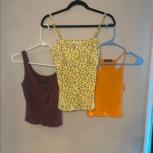 Floral Yellow, Purple, and Orange Women's Tops